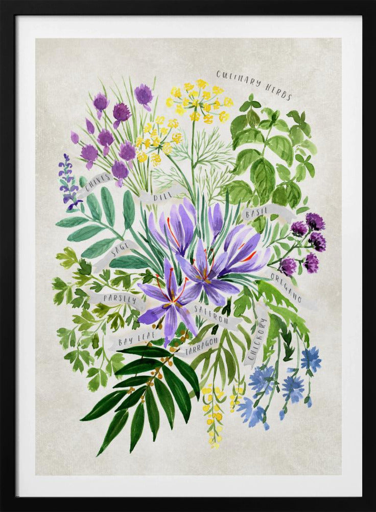 Küchenkräuter in Vintagegrau | Poster