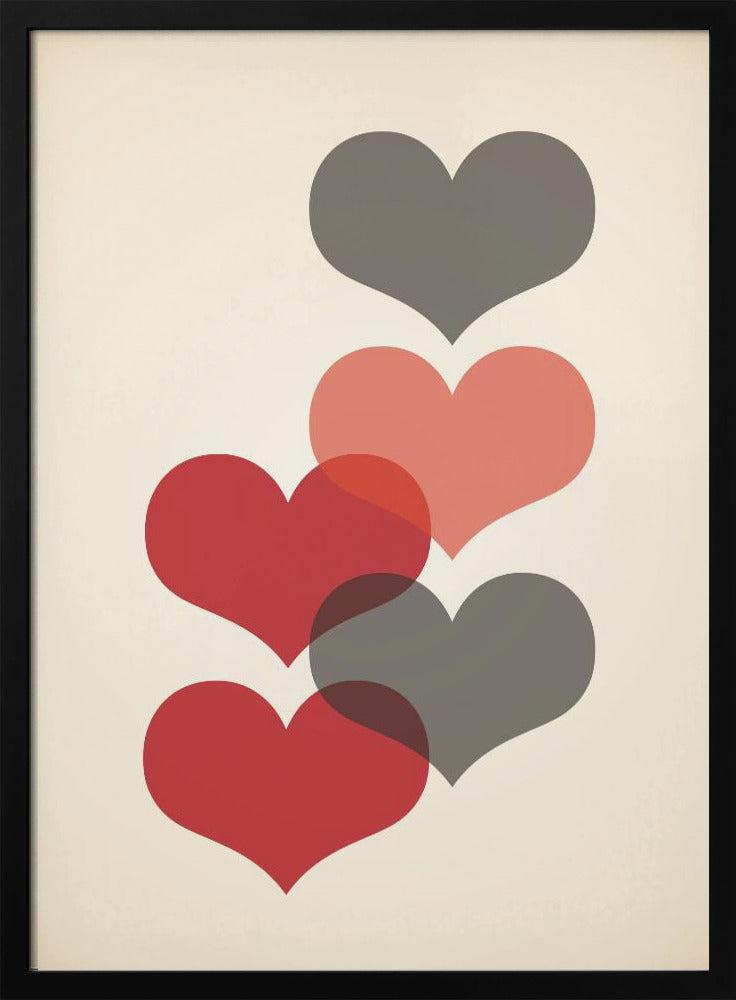 Mid century hearts in red | Poster