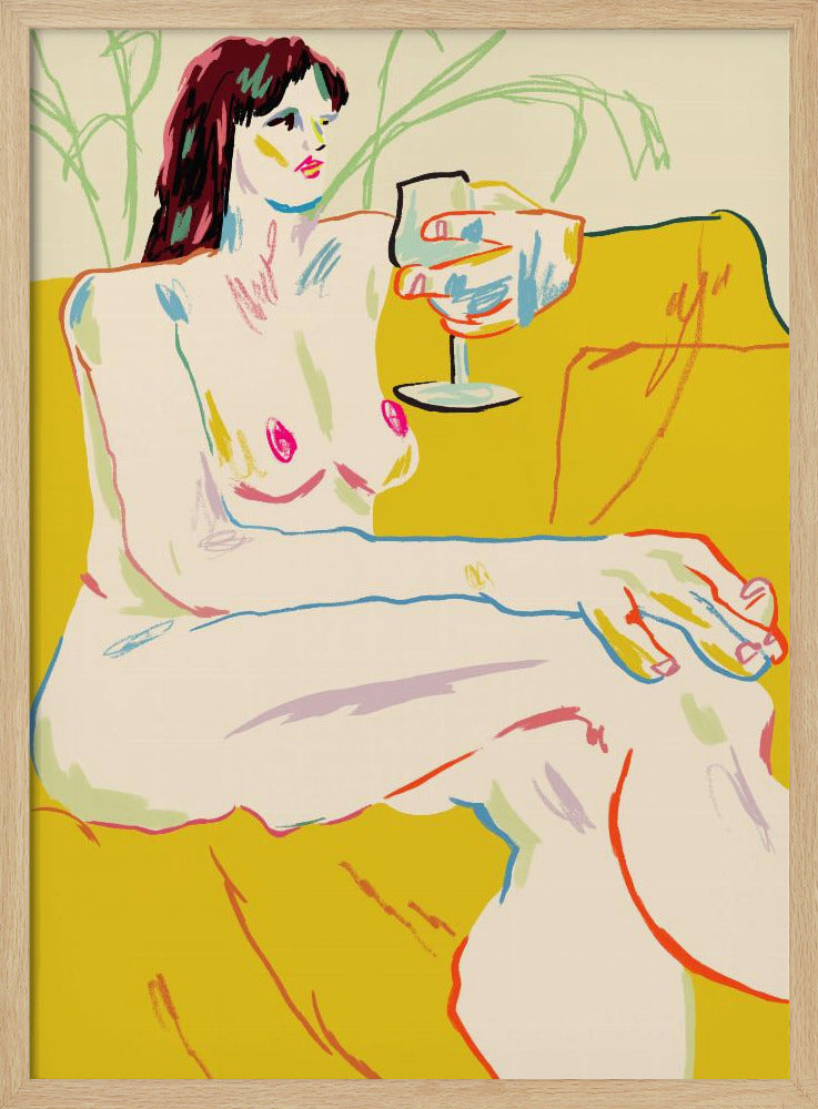Mädchen mit einem Weinglas | Poster