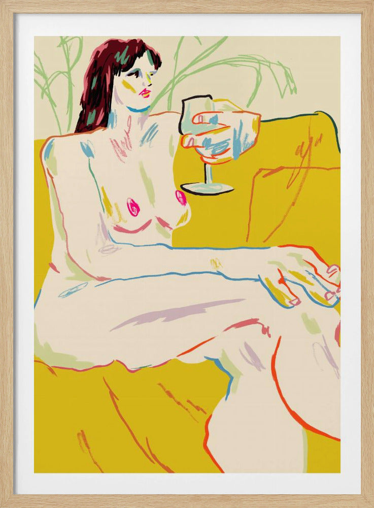 Mädchen mit einem Weinglas | Poster