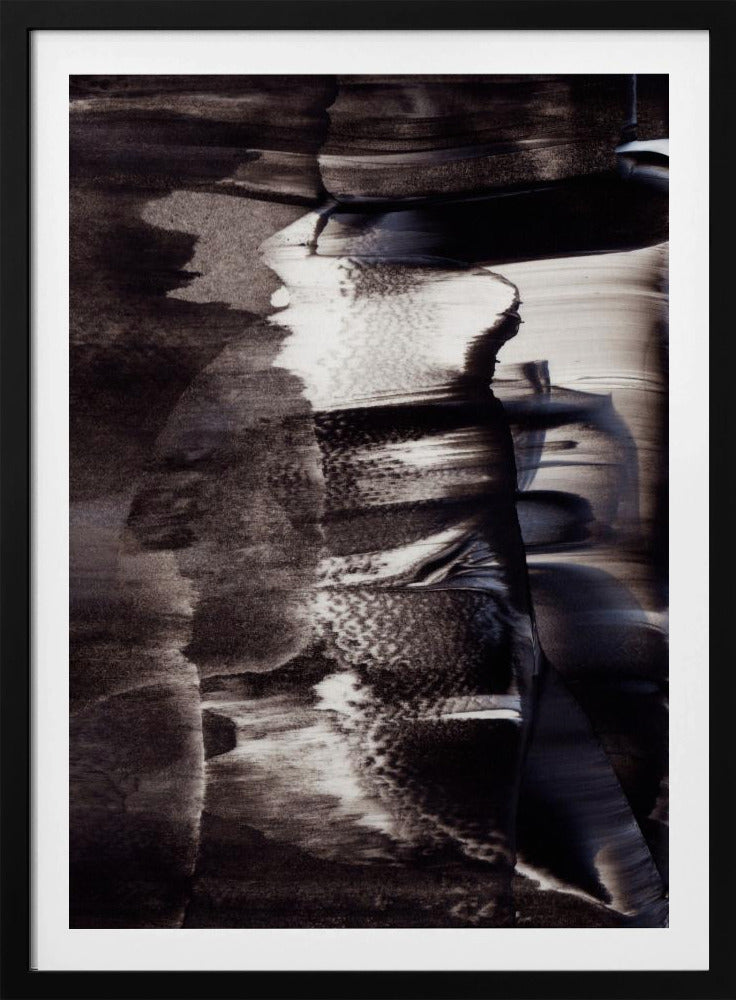 Monochrome Textures And Fluid Brushstrokes | Poster
