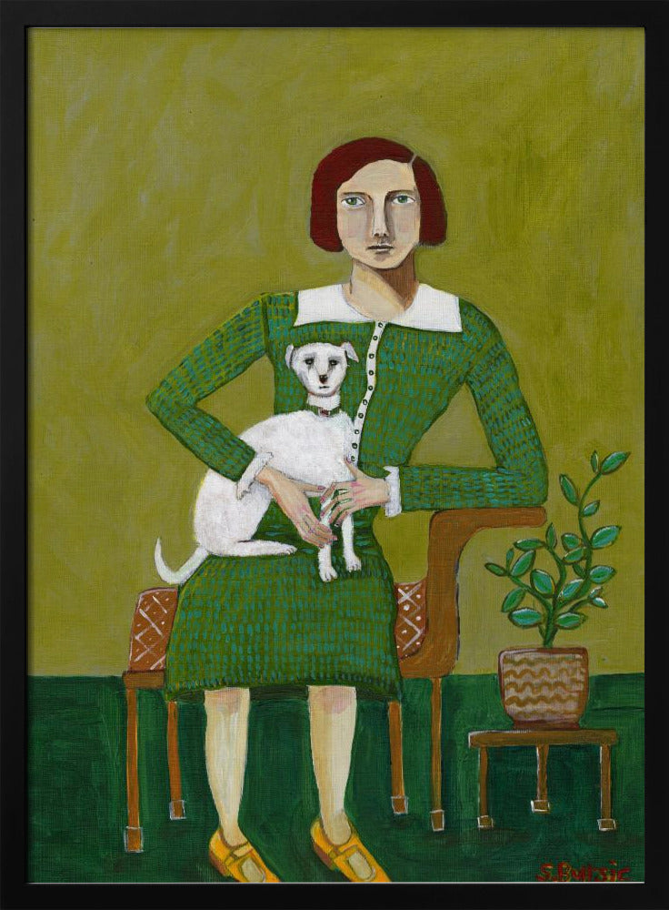 Vintage Lady with her white dog | Poster