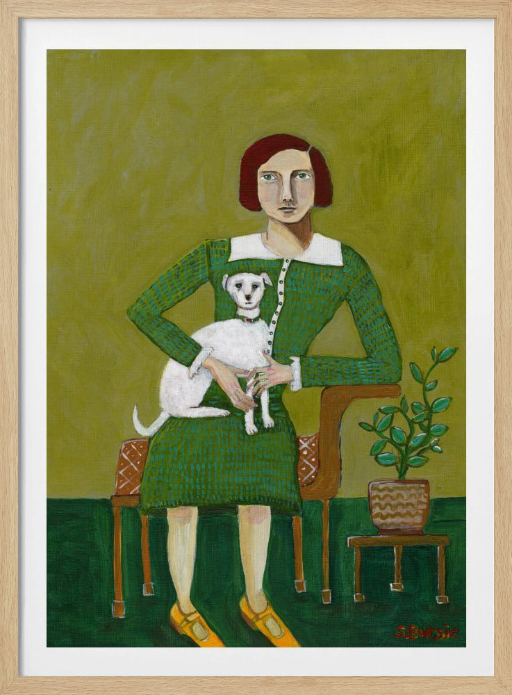 Vintage Lady with her white dog | Poster