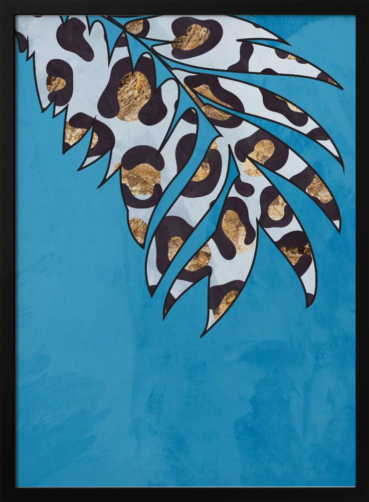 Blaues Tierblatt mit Leopardenmuster | Poster