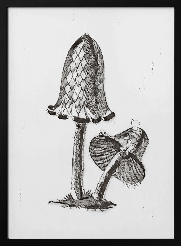 Vintager Tintenfisch-Esspilz, BW, hell | Poster