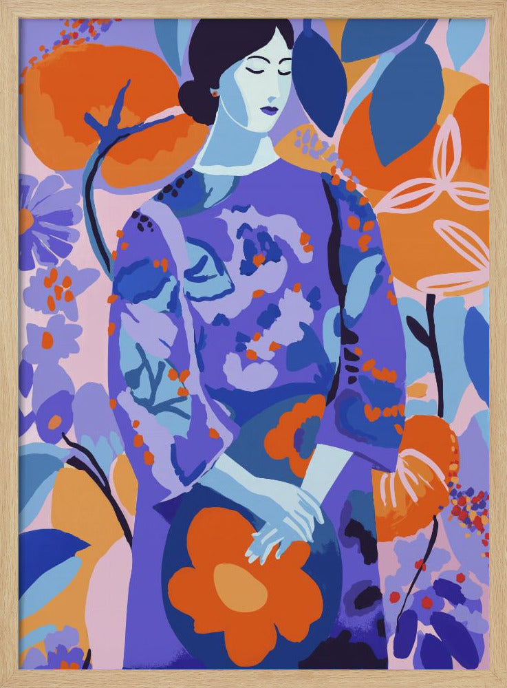 Frau im Blumengarten | Poster