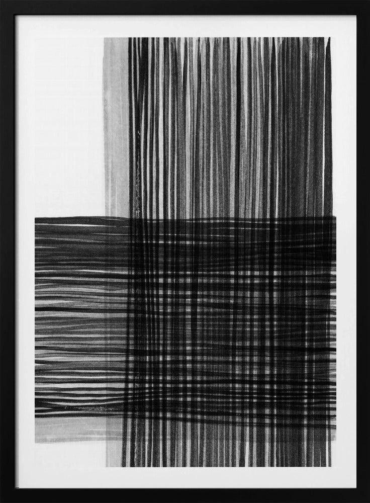 Schwarze und graue Linien bilden ein Gittermuster | Poster