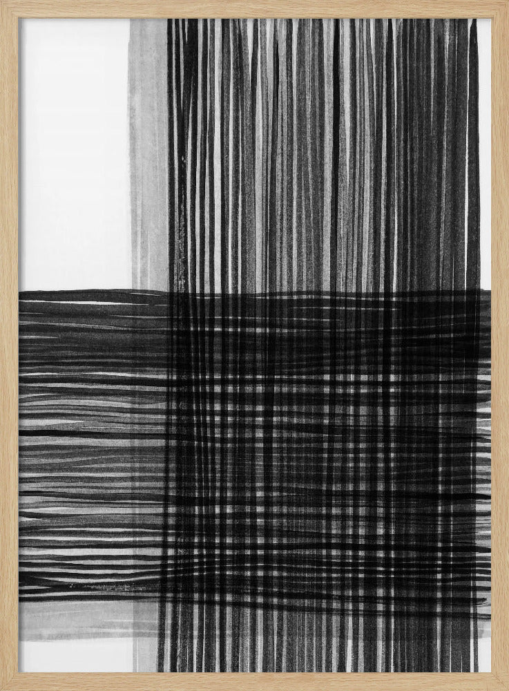 Schwarze und graue Linien bilden ein Gittermuster | Poster