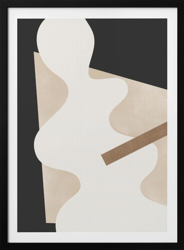 Beige Grafikkurven Kunst | Poster