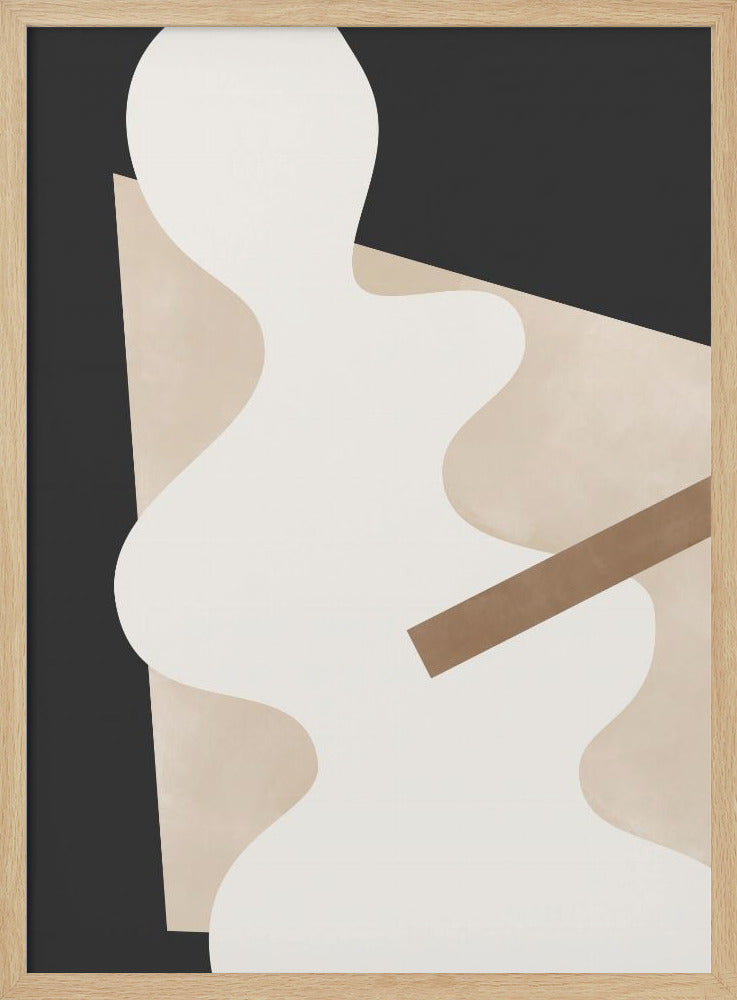 Beige Grafikkurven Kunst | Poster