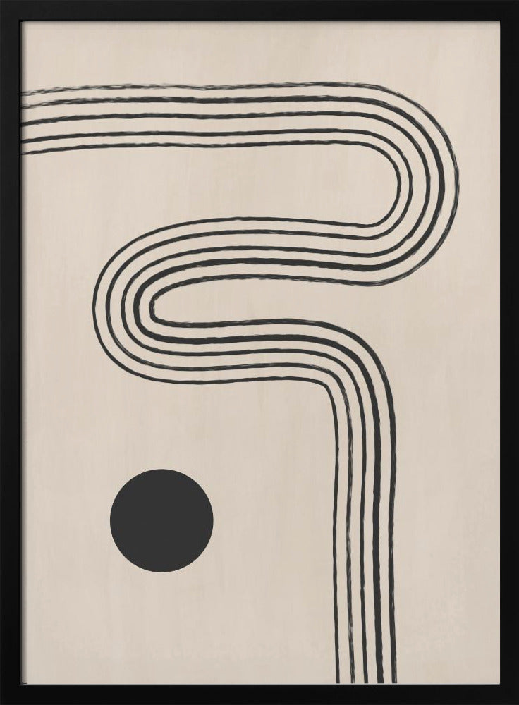 Schwarze geschwungene Linien und ein Kreis | Poster