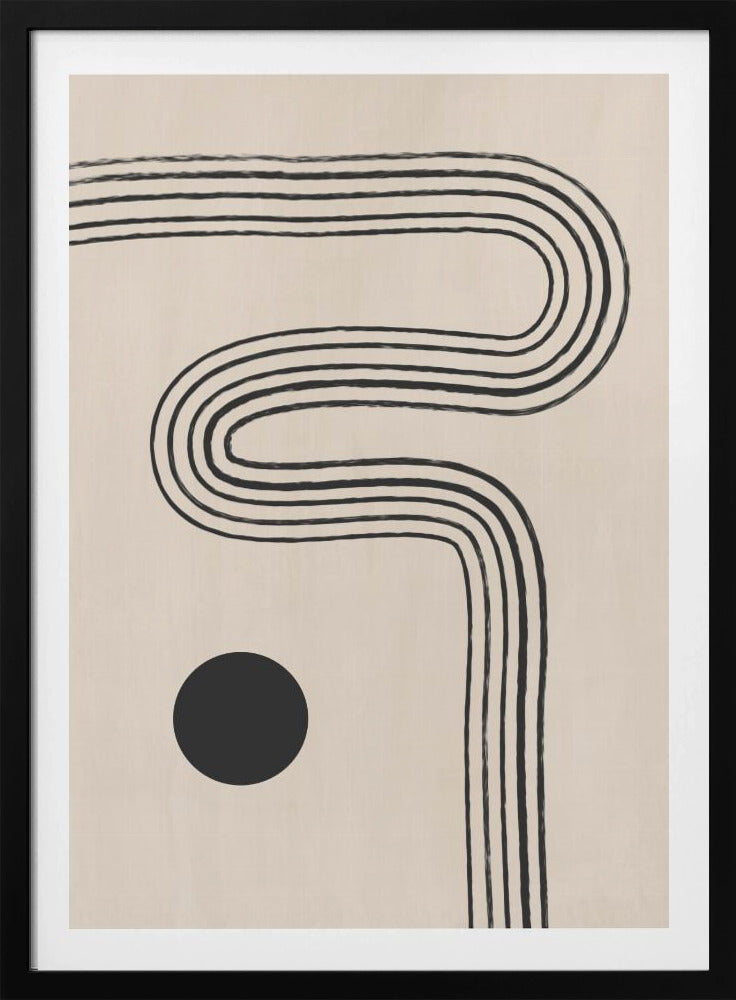 Schwarze geschwungene Linien und ein Kreis | Poster