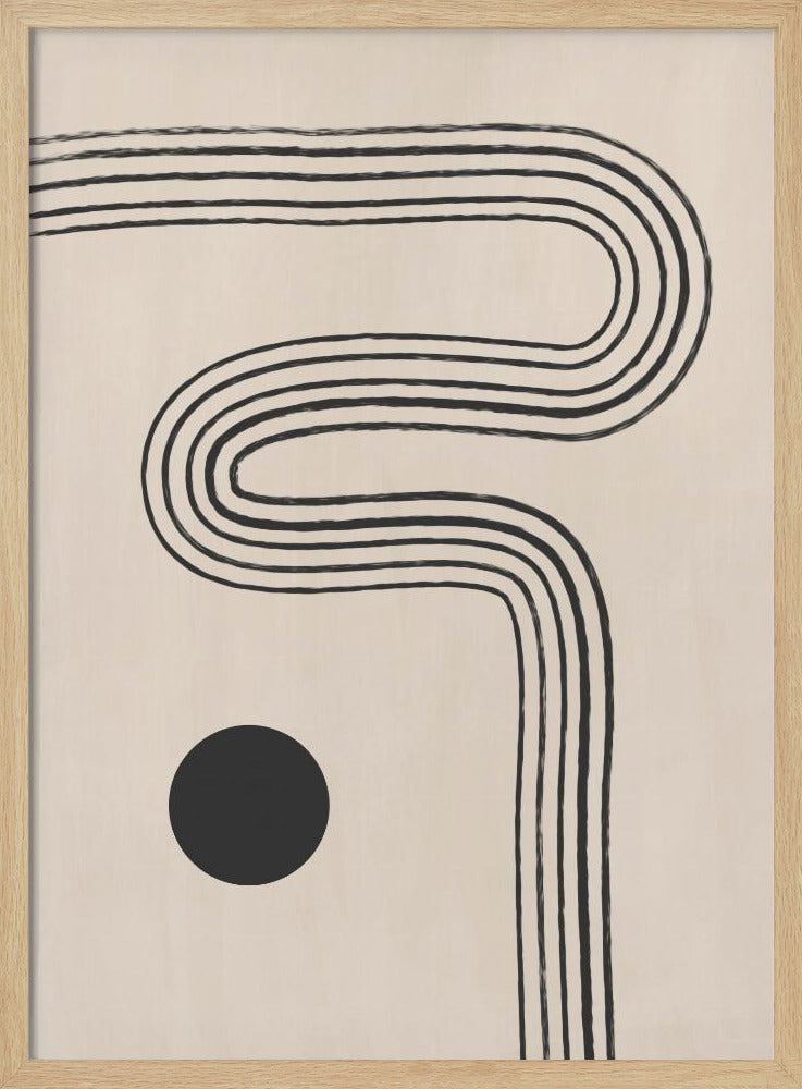 Schwarze geschwungene Linien und ein Kreis | Poster