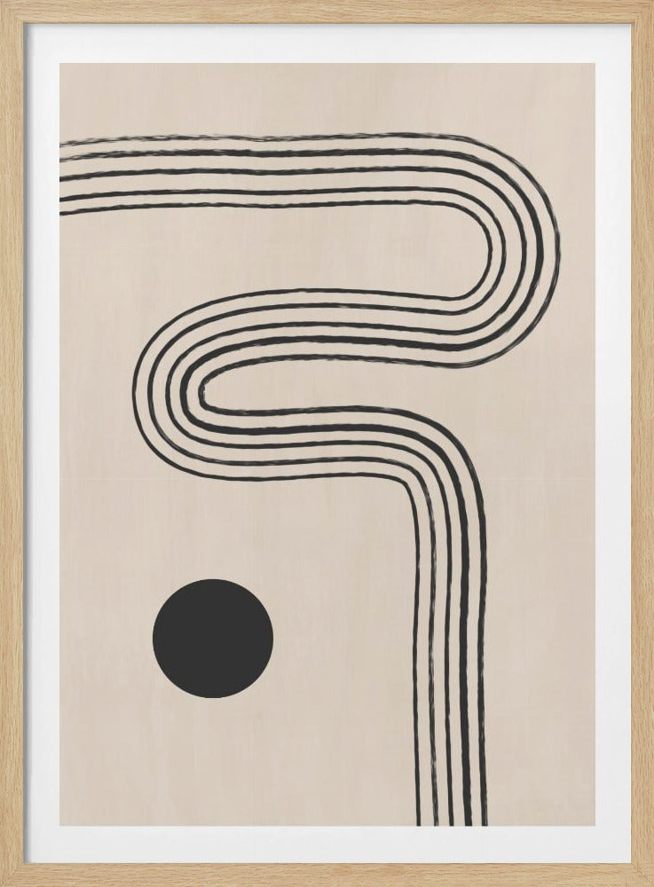 Schwarze geschwungene Linien und ein Kreis | Poster