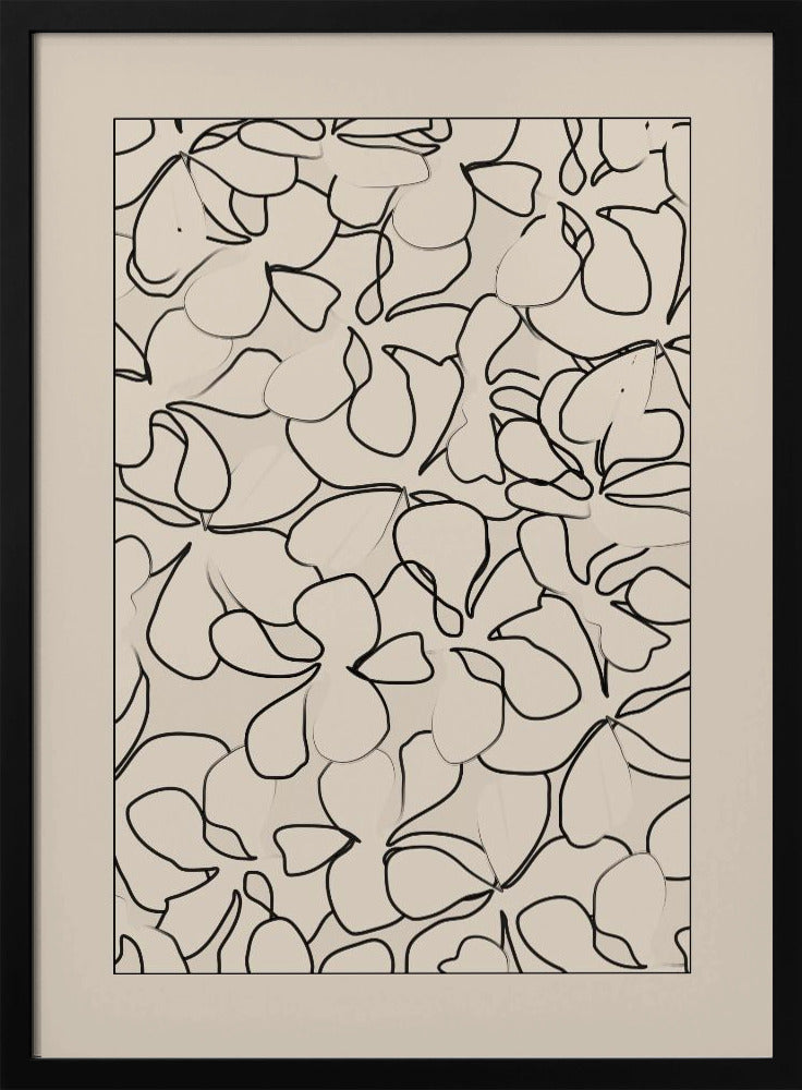 Nahtloses Muster aus umrissenen Blumen | Poster