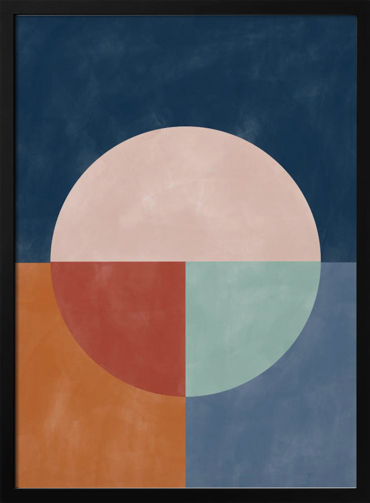 Geometrische Abstraktion mit einem großen Pastellkreis | Poster