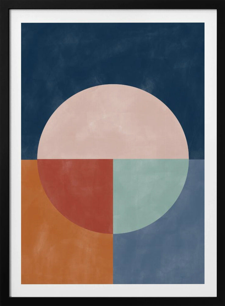 Geometrische Abstraktion mit einem großen Pastellkreis | Poster