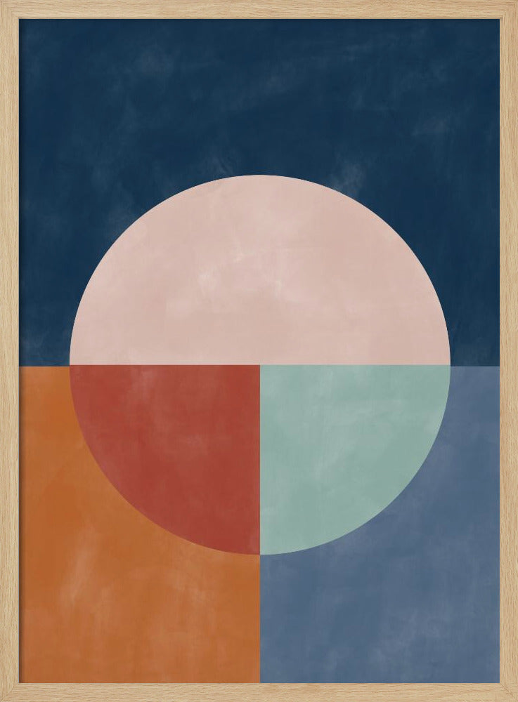 Geometrische Abstraktion mit einem großen Pastellkreis | Poster