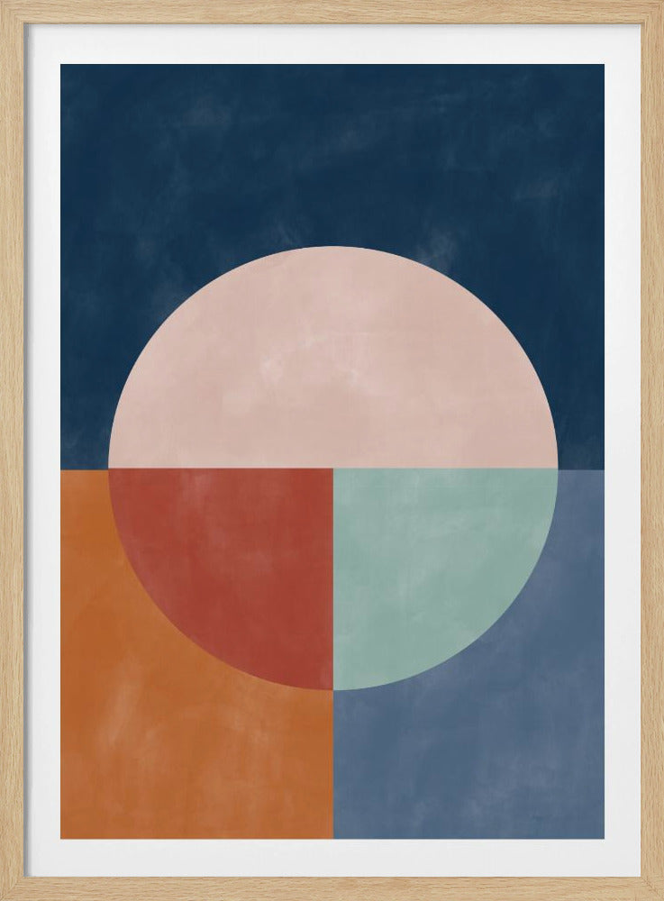 Geometrische Abstraktion mit einem großen Pastellkreis | Poster