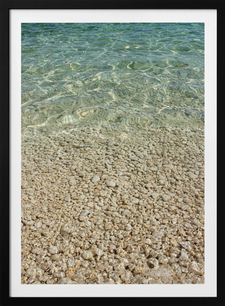 Aquamariner Ozean und goldene Kieselsteine | Poster