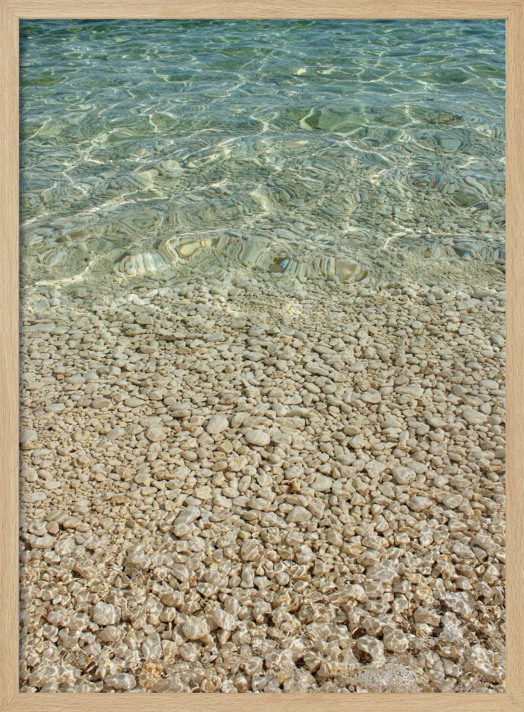 Aquamariner Ozean und goldene Kieselsteine | Poster