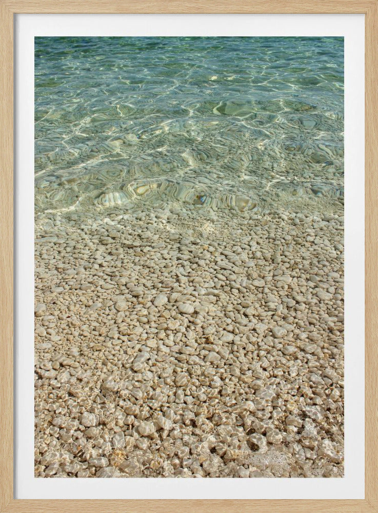 Aquamariner Ozean und goldene Kieselsteine | Poster