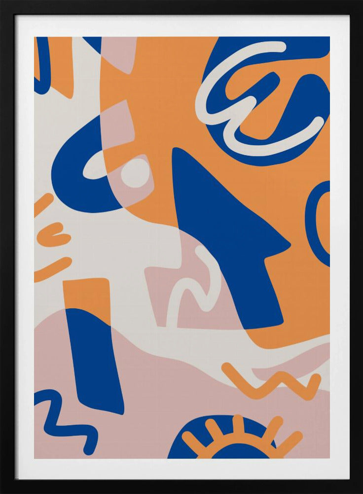 Abstrakte Formen in Blau und Orange | Poster