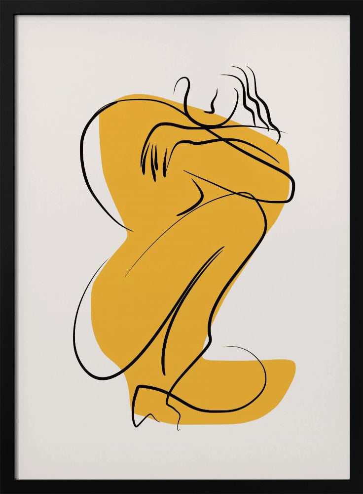 Selbstumarmung Akt in linearer Abstraktion | Poster