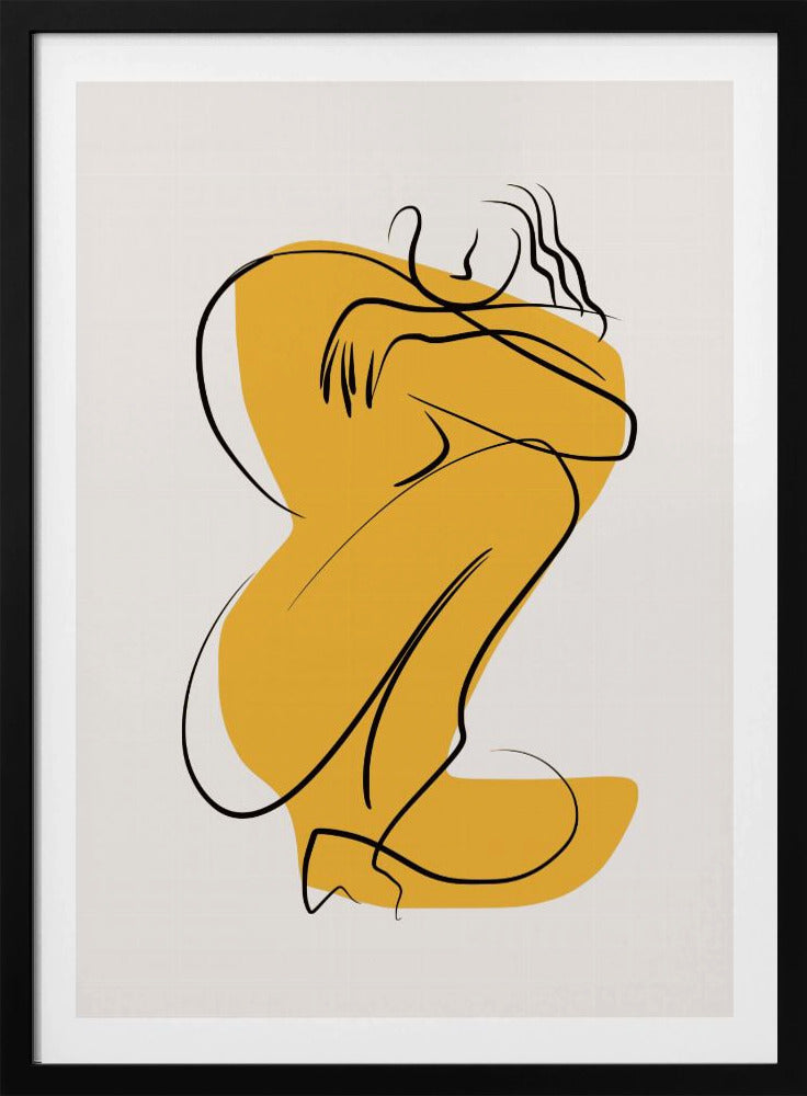 Selbstumarmung Akt in linearer Abstraktion | Poster