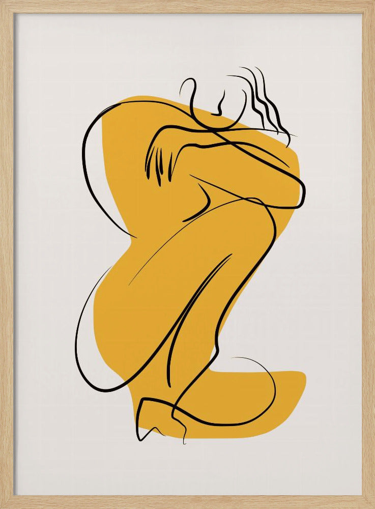 Selbstumarmung Akt in linearer Abstraktion | Poster