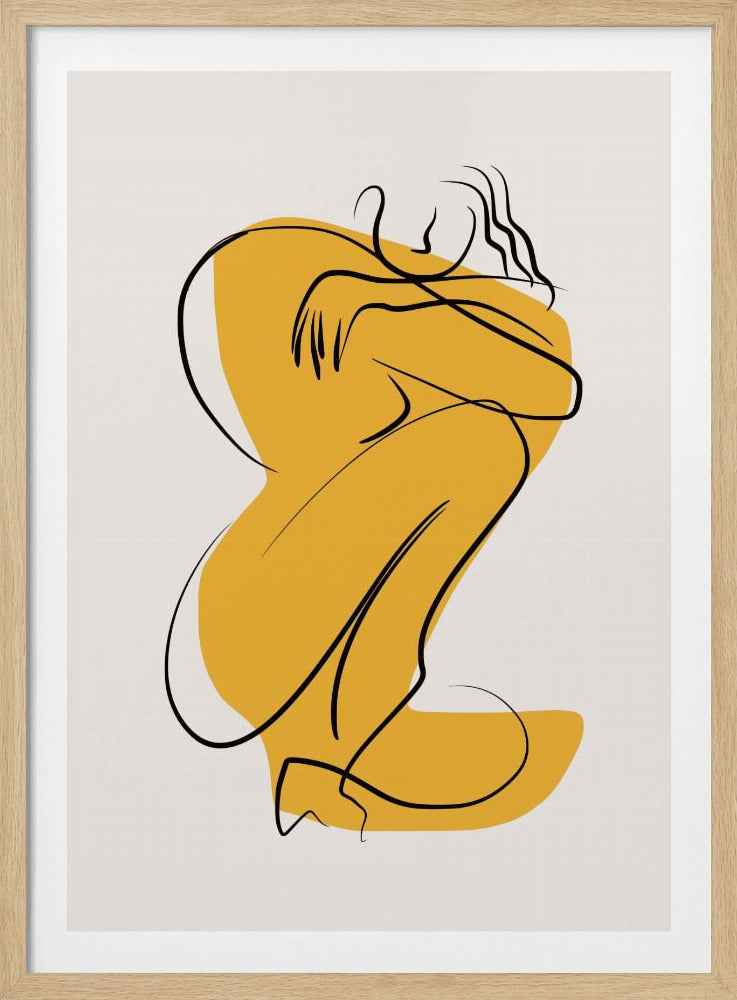 Selbstumarmung Akt in linearer Abstraktion | Poster