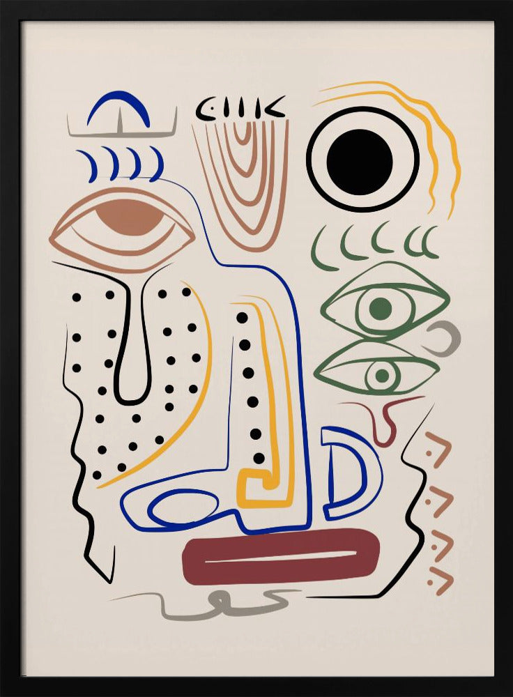 Line Art Bizarres Aborigine-Porträt | Poster