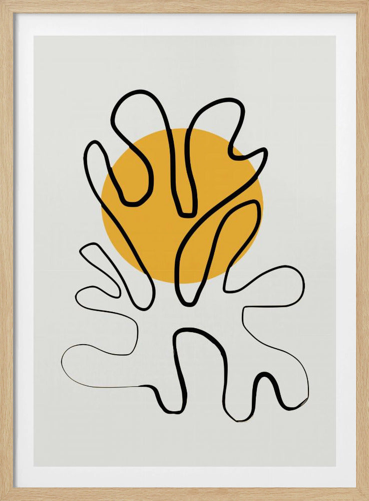 Minimalistisches Korallen- und Sonnen-Poster