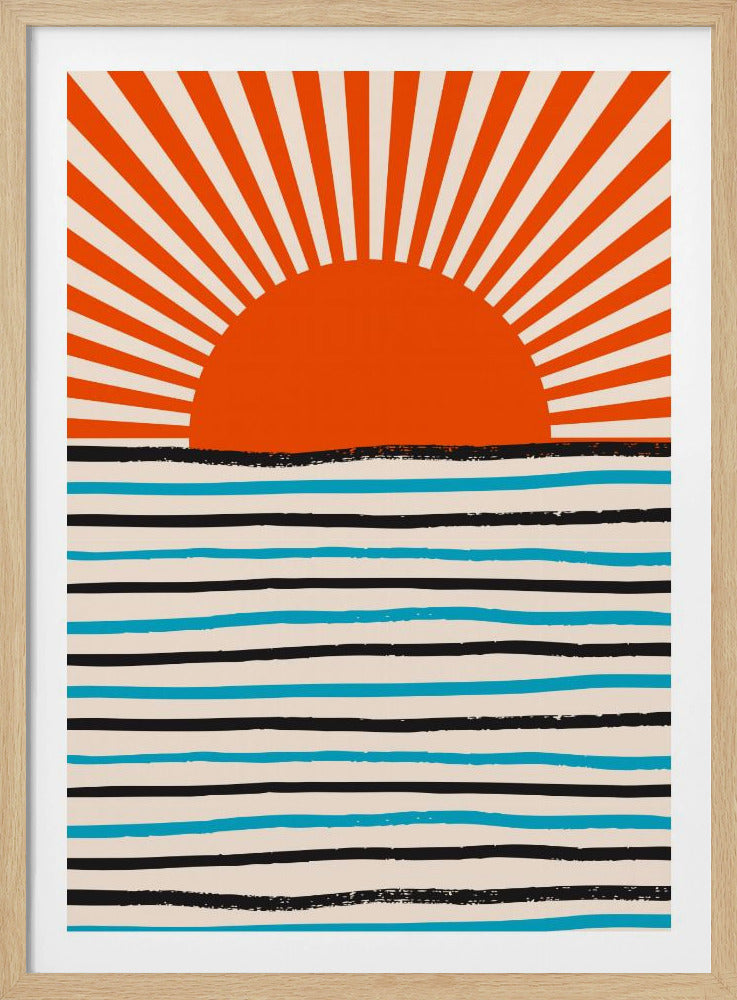 Rote Sonne und Meer | Poster