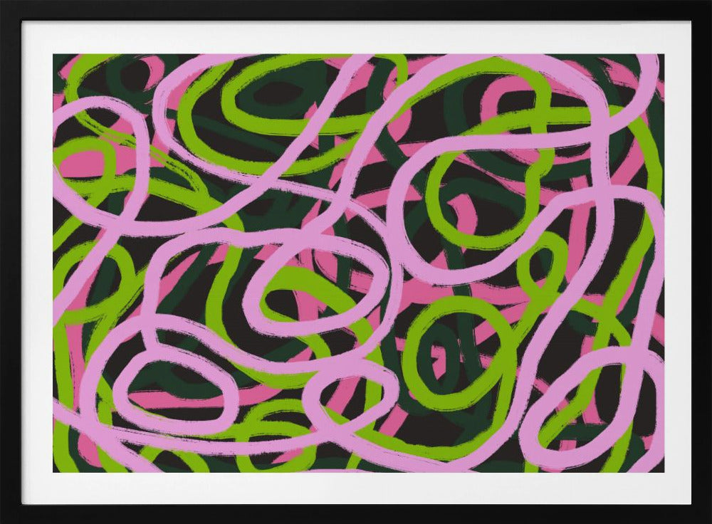 Ineinander verschlungene rosa und grüne Linien | Poster