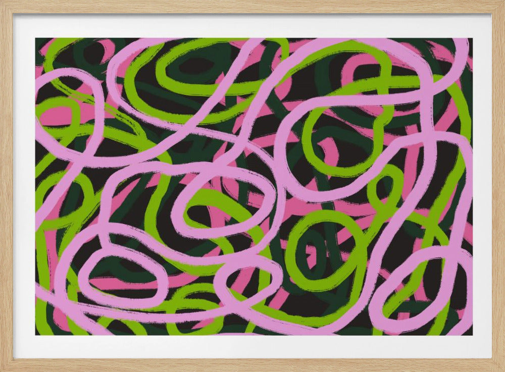 Ineinander verschlungene rosa und grüne Linien | Poster