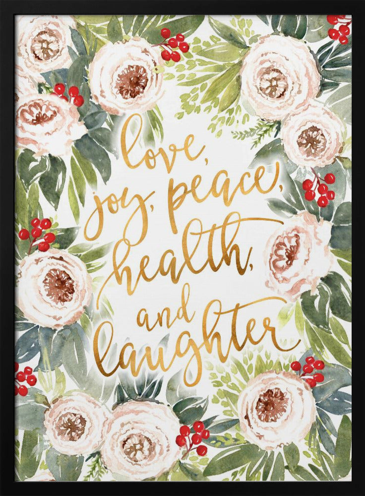 Weihnachtsgrüße mit Rosen und Beeren | Poster