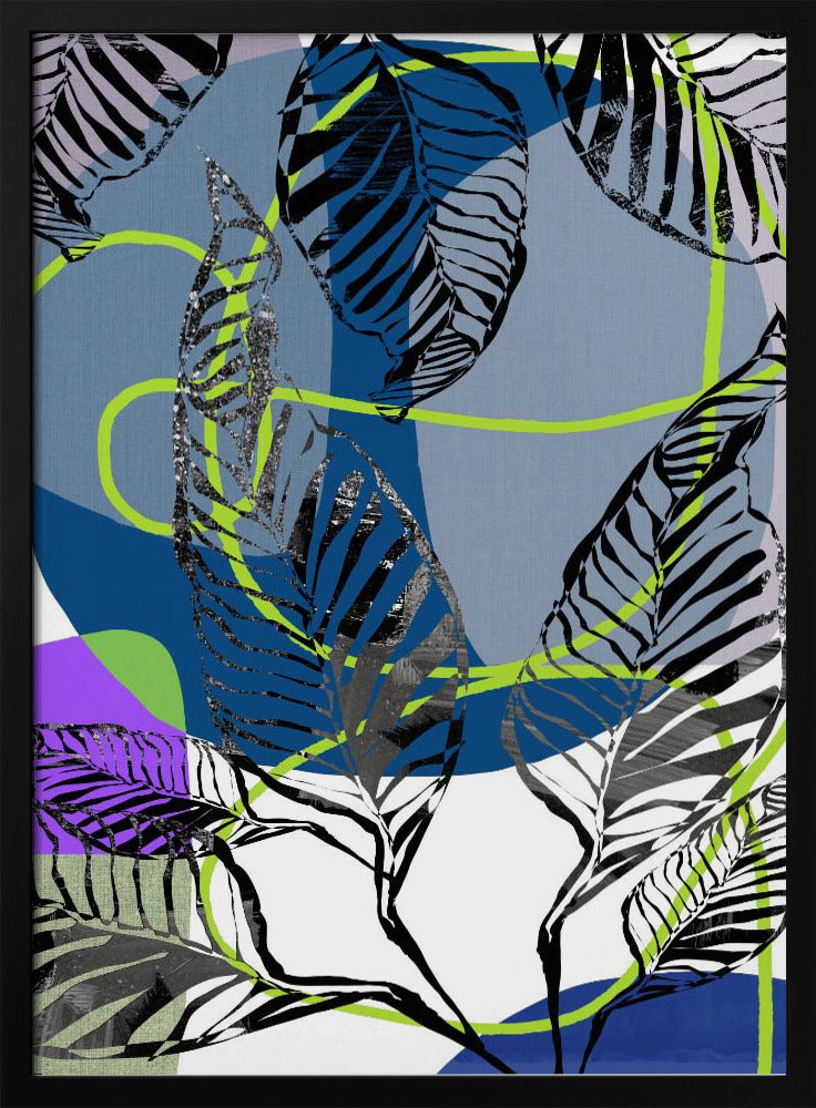 Schwarze Blätter mit Farbe Abstrakt Nr. 3 | Poster