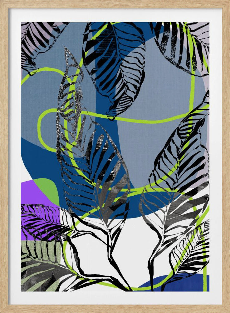 Schwarze Blätter mit Farbe Abstrakt Nr. 3 | Poster