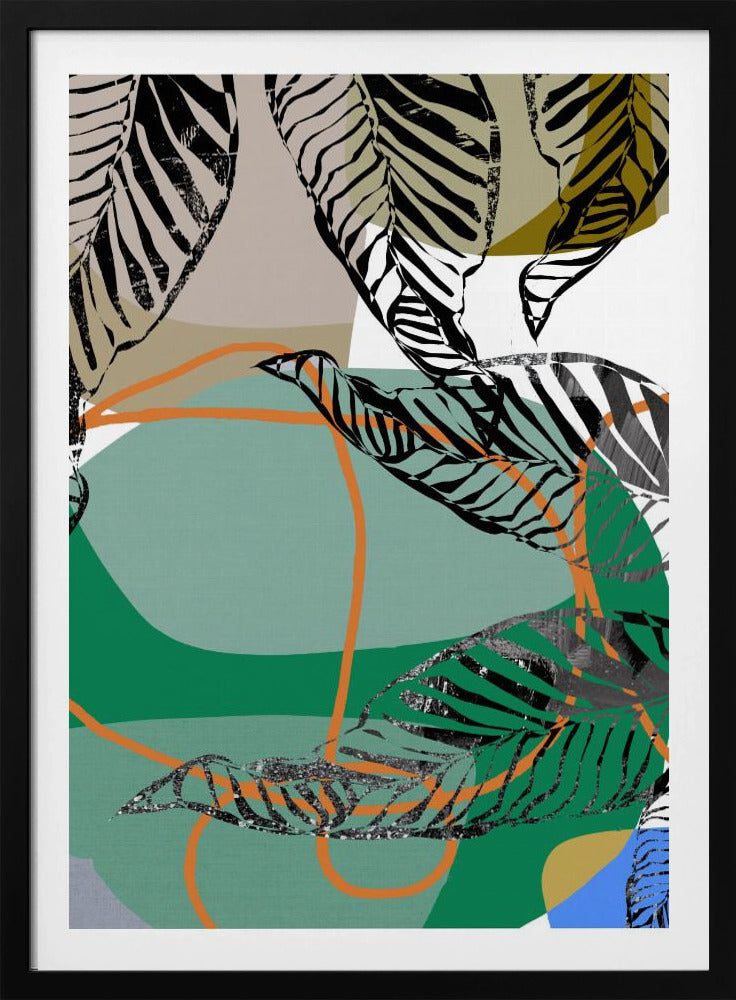 Abstract Black Leaves With Colour No2 | Poster