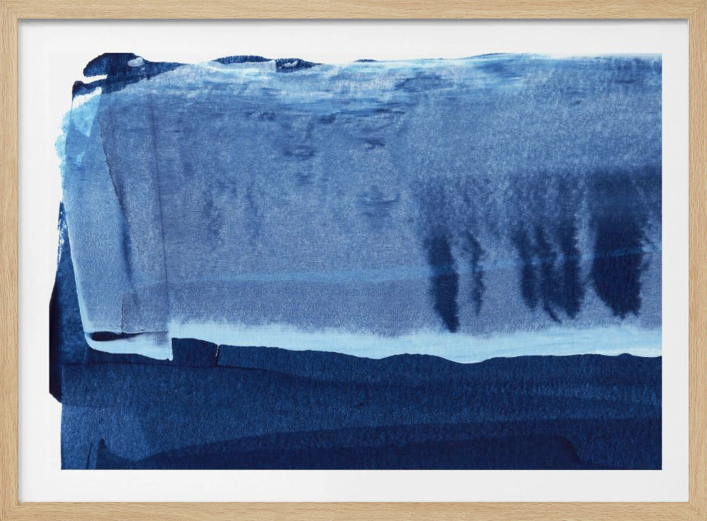 Blaue Textur mit fließenden vertikalen Linien | Poster