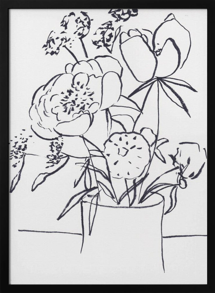 Schwarz-Weiß-Blumenmuster, klein | Poster