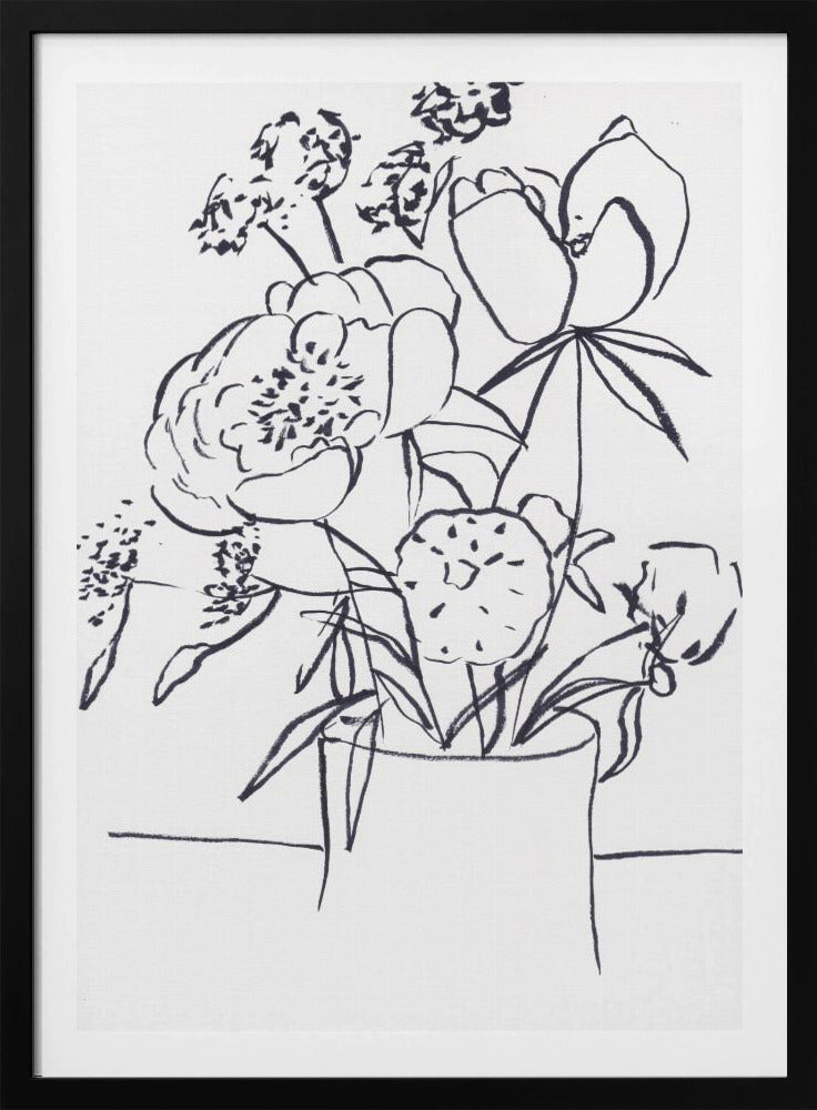 Schwarz-Weiß-Blumenmuster, klein | Poster