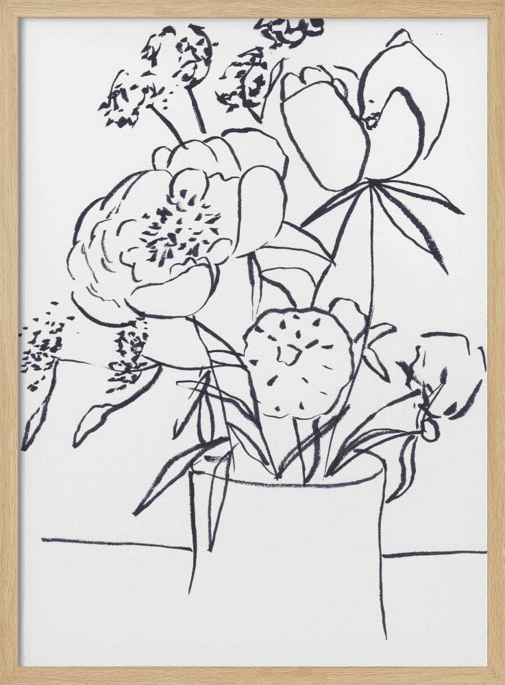 Schwarz-Weiß-Blumenmuster, klein | Poster