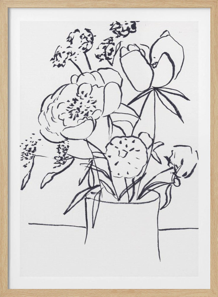 Schwarz-Weiß-Blumenmuster, klein | Poster