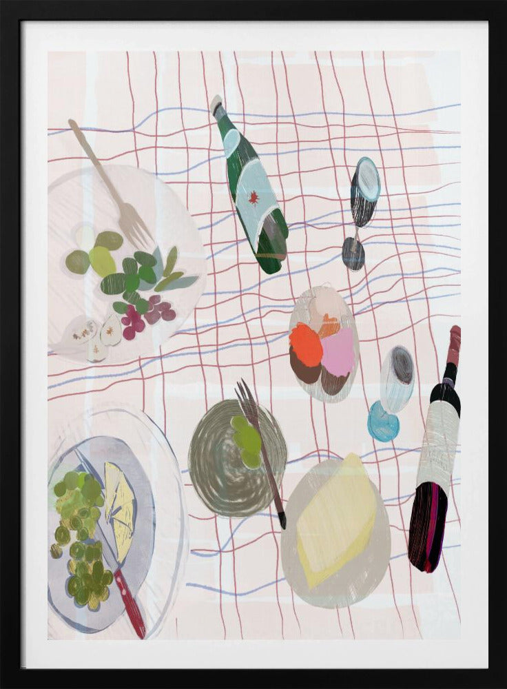 Picknick mit Essen und Wein | Poster