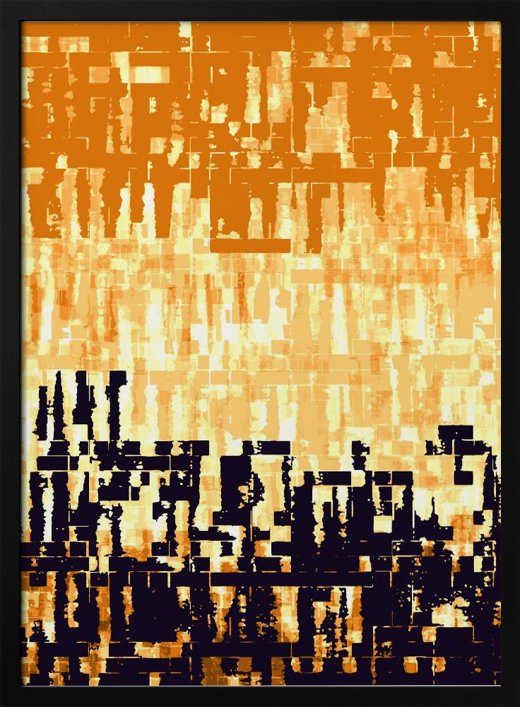 Orange-schwarze Farbpalette mit pixeligen Texturen | Poster