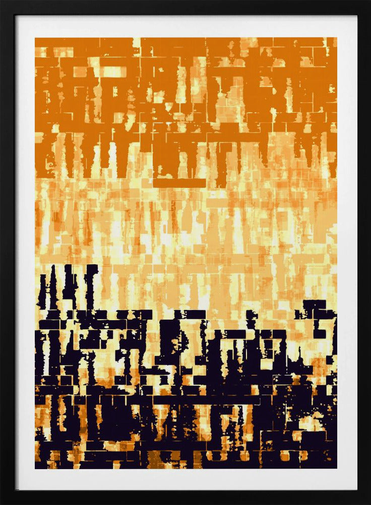 Orange-schwarze Farbpalette mit pixeligen Texturen | Poster