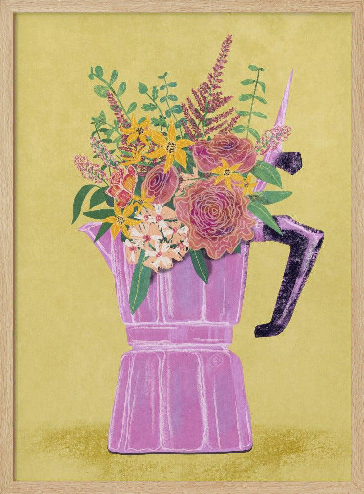 Espressomaschine mit Blumen | Poster