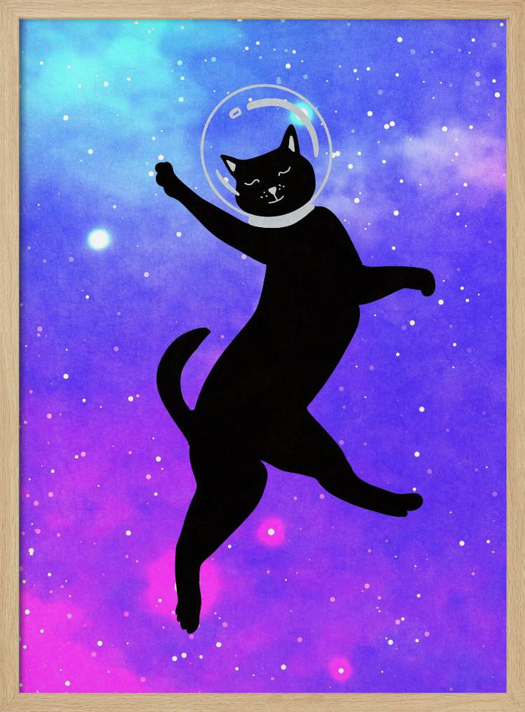 Glückliche Weltraumkatze | Poster